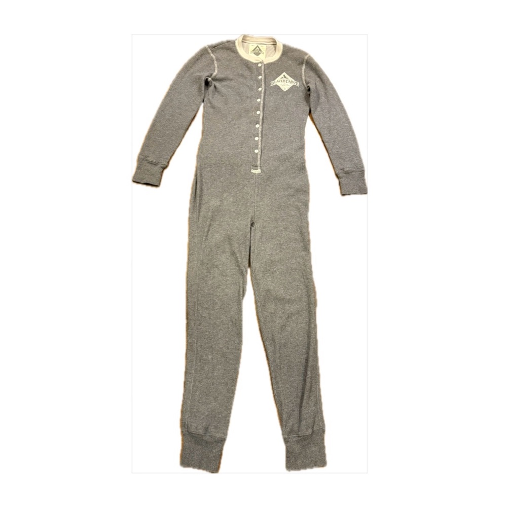 🇨🇦 Beaver Canoe Adult Thermal Onesie, Small, Grey